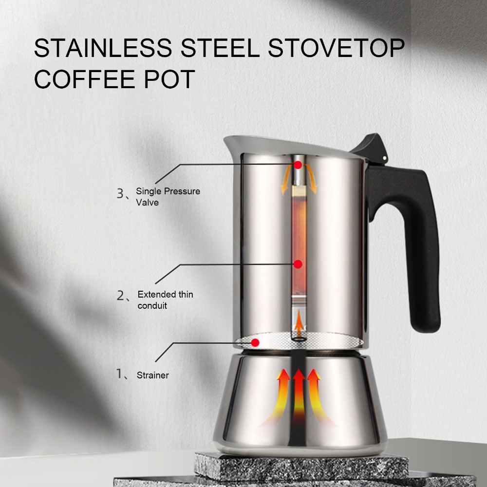 Hero Coffee Equipment - Stainless Steel Moka Pot Large Capacity