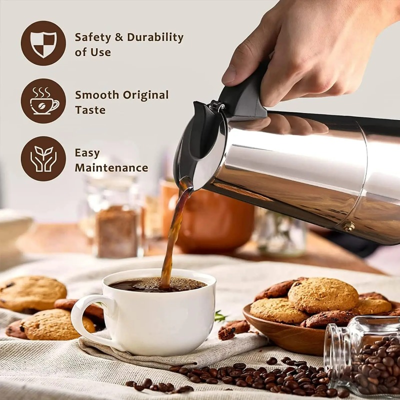 6 Cup Mocha Pot Stainless Stee - đánh giá và giá Hero Coffee Equipment