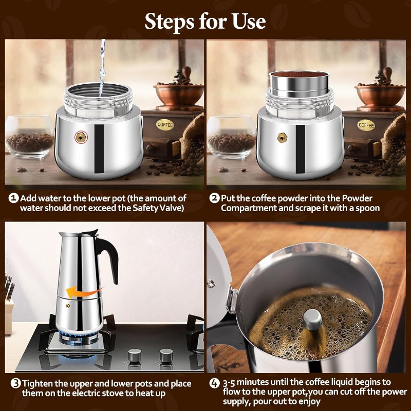 6 Cup Mocha Pot Stainless Stee - đánh giá và giá Hero Coffee Equipment