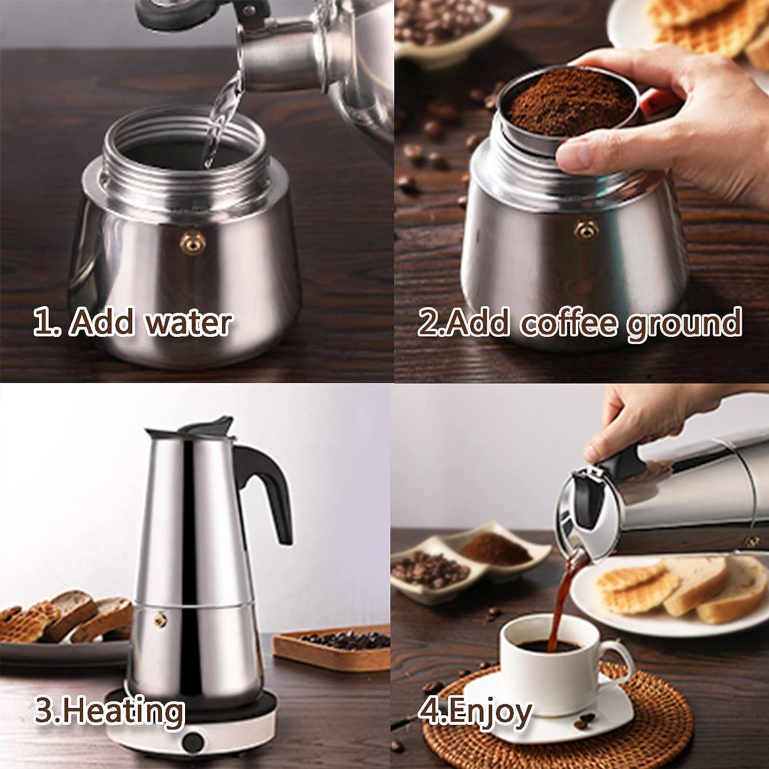4/6/9 ly Moka nồi Caffe máy Es - đánh giá và giá Hero Coffee Equipment