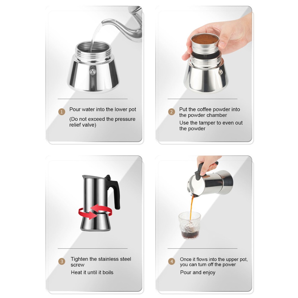 Stainless Steel Moka Pot Large - đánh giá và giá Hero Coffee Equipment